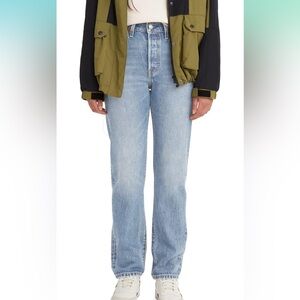 Levi's Women's Premium 501 Original Fit Jeans in Medium Indigo Worn In